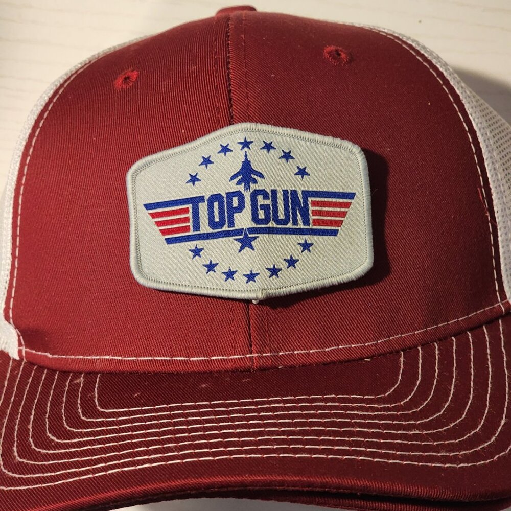 TOP GUN Cardinal Red/White Mesh Snapback Trucker Hat